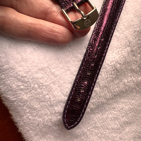MICHELE - 16mm genuine leather watch band made in USA. Purple shimmer metallic. - Picture 2 of 3